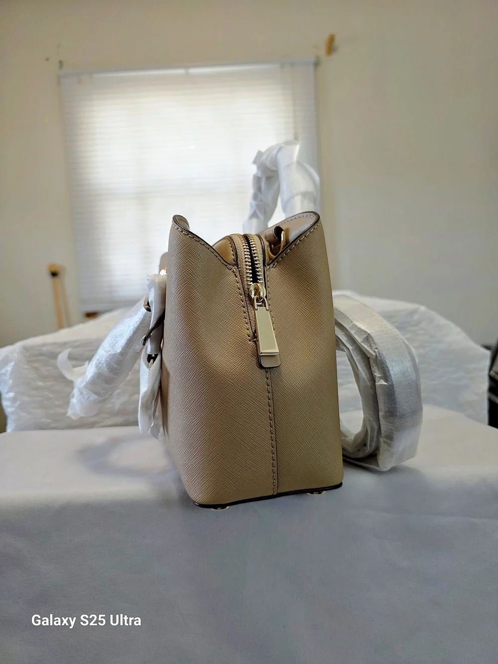 MICHAEL Michael Kors Edith Small Saffiano Leather Satchel In Camel